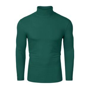 Dark Green Turtleneck Top Slim Fit Long Sleeve Pullover Turtle Neck Shirt